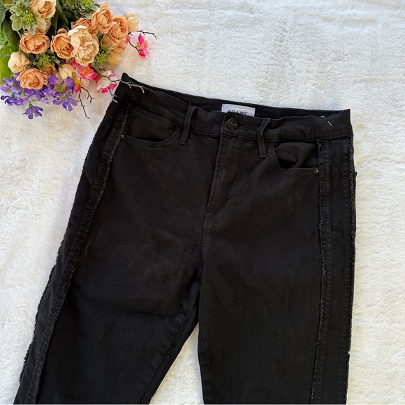 Frame Le High Skinny Black Raw Hem in Film Noir Size 28 - Picture 3 of 10